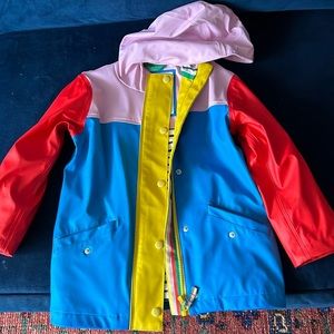 Mini Boden girls color blocked rain jacket 5-6Y